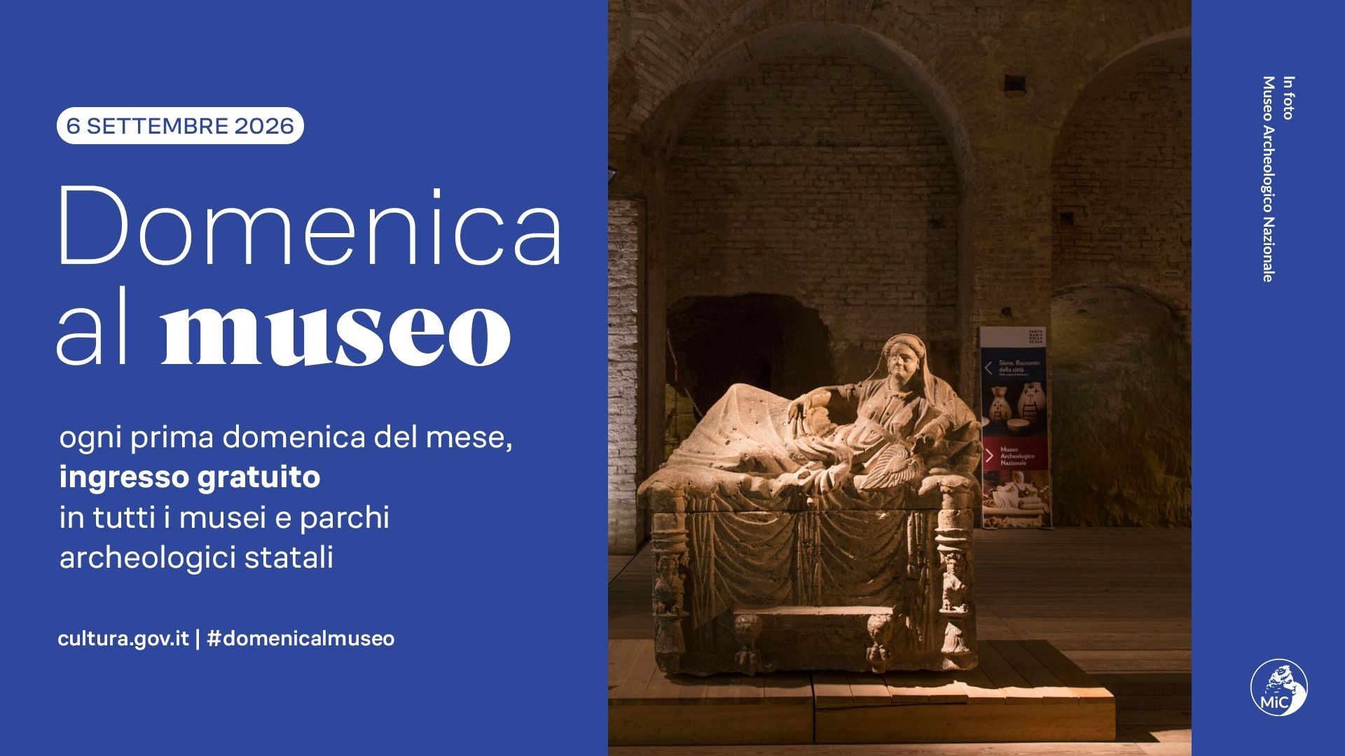 6 settembre 2026 Domenicalmuseo: Museo Archeologico Nazionale